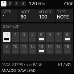 Test15 step editor with a 16-step grid