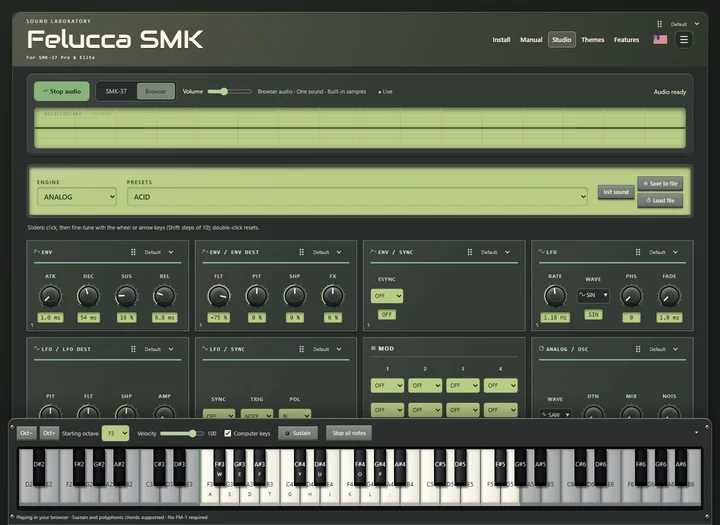 Felucca SMK Studio in the Vintage DX7 theme