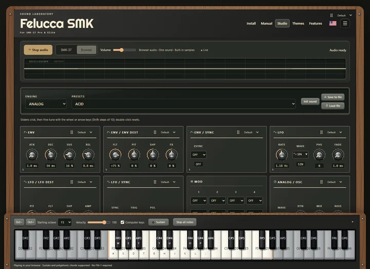 Felucca SMK Studio in the Model D Walnut theme