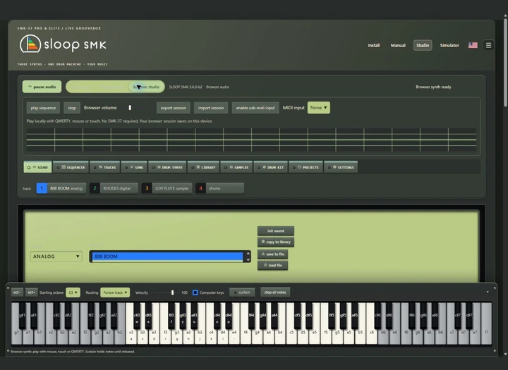Sloop SMK Studio in the Vintage DX7 theme