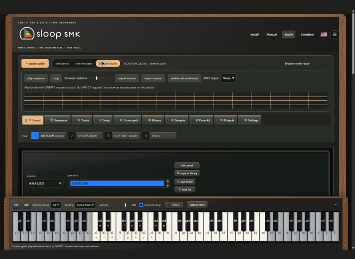 Sloop SMK Studio in the Model D Walnut theme