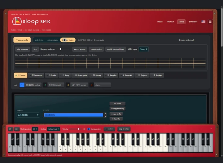 Sloop SMK Studio in the Stage Red theme